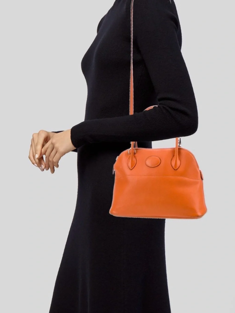 Hermès Bolide 27 iconic Swift leather, palladium-plated hardware oval leather